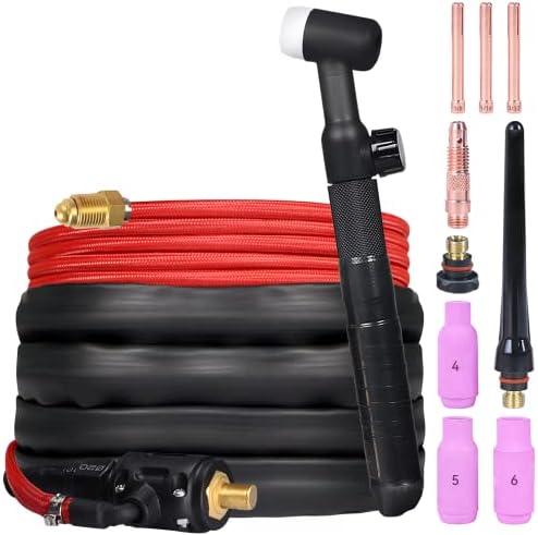 ARCCAPTAIN TIG Welding Gun, WP-17V Argon TIG Torch with 13 FT Red Air Hose