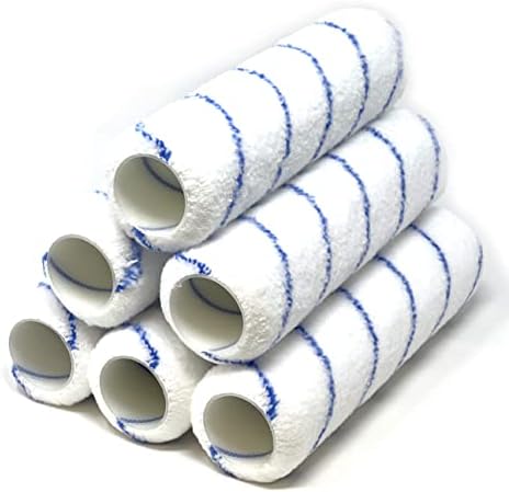 Allgala Paint Rollers 9 inch 3/8 Nap 6 Pack Shedless Lint Free Microfiber Paint Roller Covers for Paint Roller Kit House Painting Project