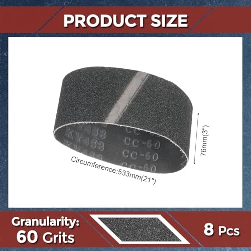 Sanding Belts 3 x 21 Inch 60 Grit Silicon Carbide 8 Pack