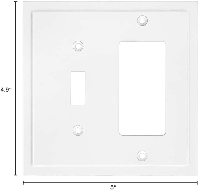 Henne Bery Modern Edge Decorative Wall Plate Switch Plate Outlet Cover, Durable Solid Zinc Alloy (Toggle/Decorator, White)