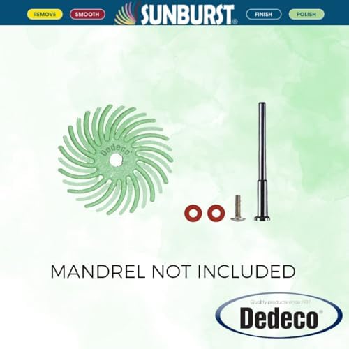 Dedeco Sunburst Radial Bristle Discs 48-Pack - 5/8" Curved Knife-Edge - Light Green 14000 Grit (Ultra-Fine, 1 Micron) - Aluminum Oxide for Polishing & Finishing
