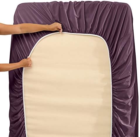 Hearth & Harbor Cal King Size Sheets - 4 Piece Bed Sheet Set, Hotel Luxury Double Brushed Bed Sheets - Extra Soft Bedding Sheets & Pillowcases, California King, Purple