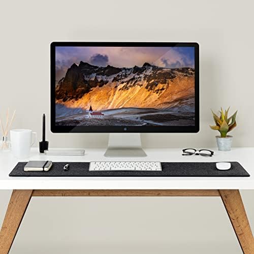 Premium Felt Desk Mat | Medium 12" x 36" | Multifunctional Desk Pad for Home Office | Dark Gray