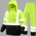 Hi Vis Class 3 Safety Rain Jacket for Men Waterproof, Reflective High Visibility Rain Gear Construction Rain Suit (Yellow-Black S/M)