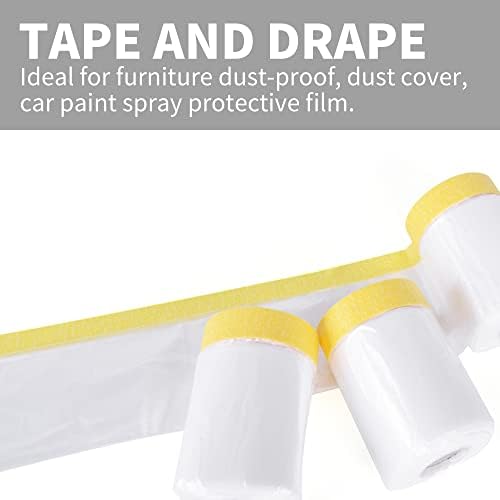 TAPEBEAR Pre-Taped Masking Film Tape and Drape 5feet x 90feet 3Rolls