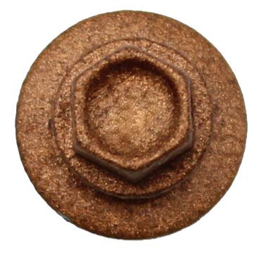 10 x 1-1/2" Copper Metal Roofing Screws - Hex Washer Head- Self-Starting/Tapping - EPDM Washer. 1 x 250 Count Bag - 250 Screws