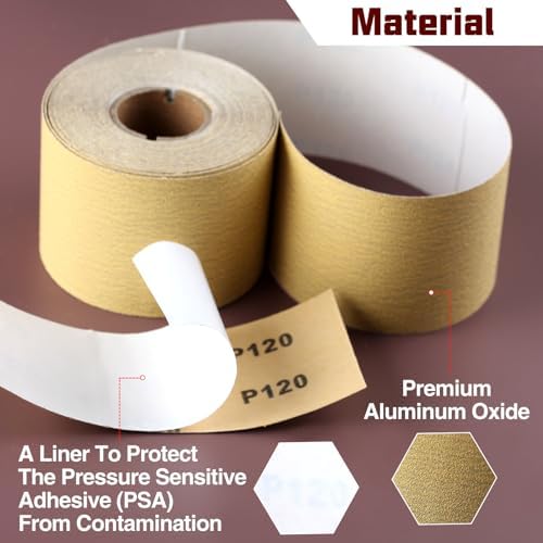 SPEEDWOX 120 Grit Sandpaper Roll Self Adhesive, 2-3/4"x10YD PSA for Wood