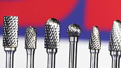 Drill America SK-5 Carbide Burr/Rotary File 90 Degree Included Angle Double Cut for Die Grinder 1/2" Dia. x 1/4" Cut Length with 1/4" Shank and 2-1/8" Overall Length, DUL Series