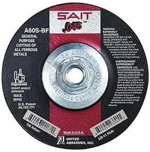 United Abrasives-SAIT 23305 A60S General Purpose Cut-Off Wheels (Type 27/Type 42 Depressed Center) 5" x .045" x 5/8-11", 10-Pack