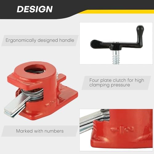 6 Pack 1/2" Wood Gluing Pipe Clamp Set, Pipe Clamps for Woodworking