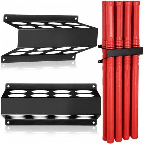 DoubleFill 9 Pcs Welding Rod Storage Set 8 Slot Tig Welding Filler Rod Holder with 8 Pcs 40 Inch Tungsten Electrode Storage Tubes Wall Mount Organizer Welder Tools Supplies(Red)