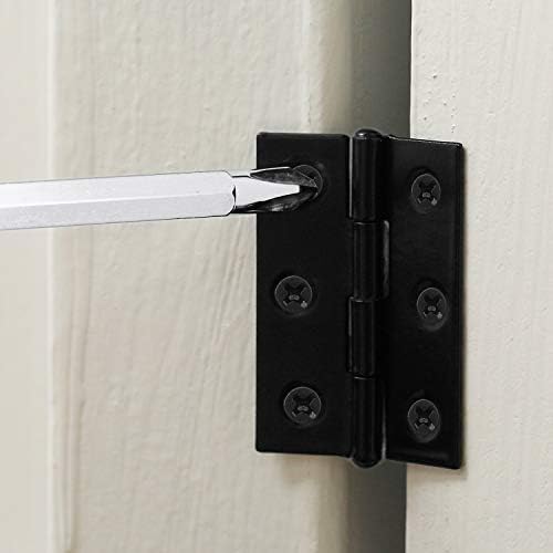 Boao 16 Pieces Small Door Hinges Stainless Steel Folding Butt Hinges Home Furniture Hardware Piano Cabinet Door Hardware with 96 Pieces Stainless Steel Screws(1.75 Inch and 3 Inch,Black)
