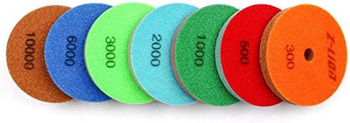 4 Inch Diamond Sponge Polishing Pads Kit with Backing Pad 5/8"-11 Thread Adapter for Marble Restore Polisher Grinder Drill