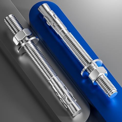 Wensilon 5Pcs 5/8x4 Inch Standard Fasteners for Heavy-Duty 304 Stainless Steel Wedge Anchors for Cement and Concrete