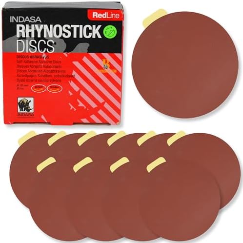 Indasa 5" Rhynostick 100 PCS – 60 Grit, PSA Sanding Discs – High-Performance Abrasive, 250°F Heat-Resistant, Clog-Free, No Residue – Aluminum Oxide