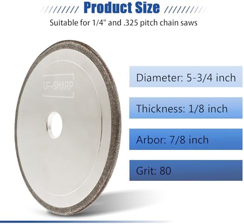CBN Chainsaw Sharpening Wheel 5-3/4" Dia X 1/8" Thick for 1/4" and .325 Pitch Chains（1/8" Thick）