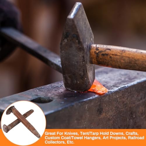 1 Pcs 4.7'' Railroad Spike Carbon Steel Rail Road Spike Ties, Rust Red