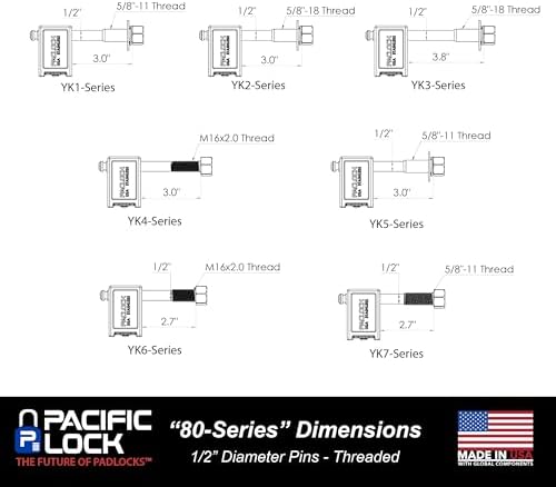 PACLOCK's 80-Series Trailer Hitch Lock, UCS, 325" Pin, High Performance 6-Pin Cylinder, One Lock Keyed to a Number U-Pick! w/ 2 Keys, Black