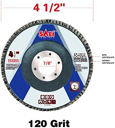 Sali 24 Pack Zirconia Flap Disc 120 Grit 4.5" x 7/8-Inch Sanding Disc Bevel Type #29 Premium and Industrial Grade Angle Grinder Grinding Wheel High Performance Edge Grinding