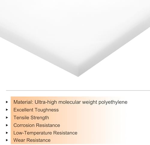 MECCANIXITY UHMW Sheet Ultra High Molecular Weight Polyethylene Sheet, 1/2" Thick Hard HDPE Plastic Sheet Board for DIY Craft 6" x 8" White