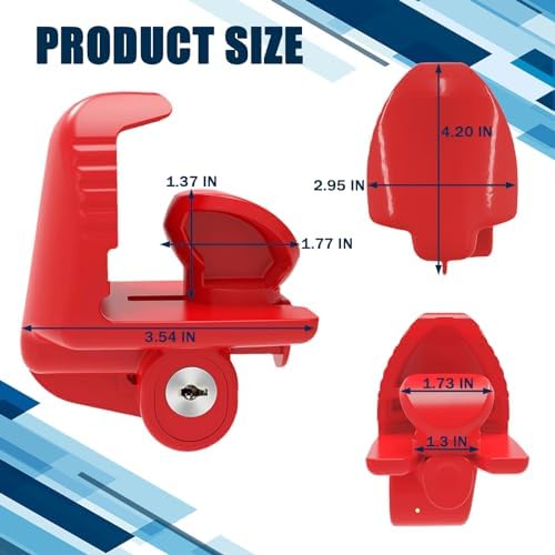 Trailer Hitch Locks with Keys, Universal Size Fit 1-7/8,2-5/16,2 Inch Ball Hitch Coupler Lock, Adjustable Heavy Duty Steel Trailer Tongue Lock for Boat, Trailers and RV, Anti-Theft Hitches, Red-1 Pack