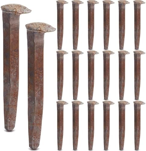 20 Pcs 4.7'' Railroad Spike Carbon Steel Rail Road Spike Ties, Rust Red
