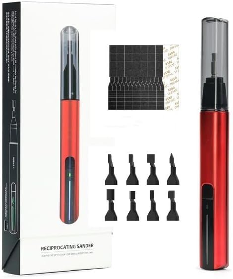 Reciprocating Sander,USB Quick Charging Sanding Pen With 8pcs Sanding Head,Self-Adhesive Sandpaper Pre-cut mesh 134pcs (ESA)
