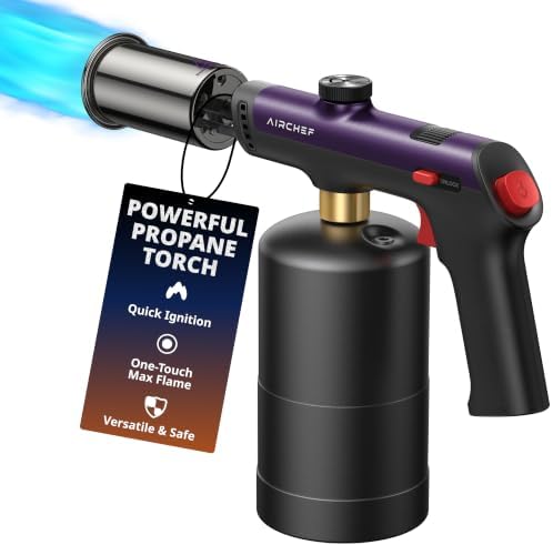 Propane Torch Gun, One-Touch Max Fire, Safety Lock, Royal Purple