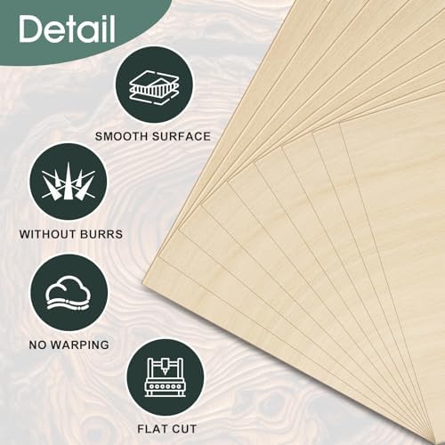 6 Pack Basswood Sheets for Crafts 1/8x12x18 Inch 3mm Larger Basswood for Laser Cutting, Drawing,Wood Burning, Architectural Models.Plywood Sheets Unfinished Squares Wood Boards for DIY Crafts.