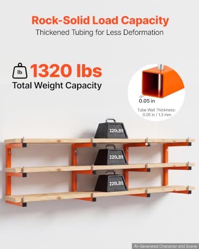 VEVOR Lumber Rack, 3-Tier 4-Pack 220 lbs per Tier, Welded Wood Pipe Storage