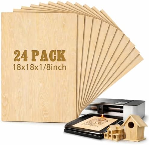 Juexica 24 Pcs 18" X 18"X 1/8" Basswood Plywood Sheets for Laser Cutting