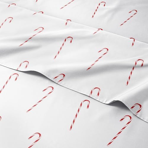 Christmas Sheet Set, Candy Canes, Holiday Xmas Bedding Set - Twin XL Size