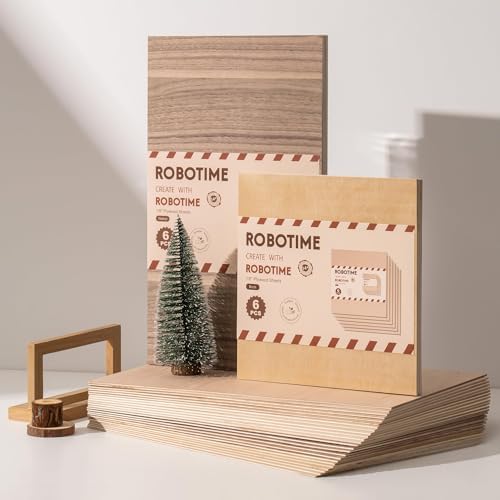 ROBOTIME 3mm Plywood 6 Pcs, 1/8 Maple Plywood for Laser Cutting & Engraving, Thin Maple Boards 12"x12" Wood Sheets