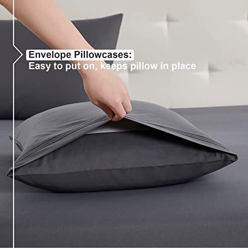 Nestl Twin Sheets Set - 3 Piece Twin Bed Sheets, Hotel Luxury, Extra Soft, Double Brushed Bedding for Twin Size, 2 Tone Black/Grey Set, Black Fitted Sheet, Grey Flat Sheet, Grey Pillow Case