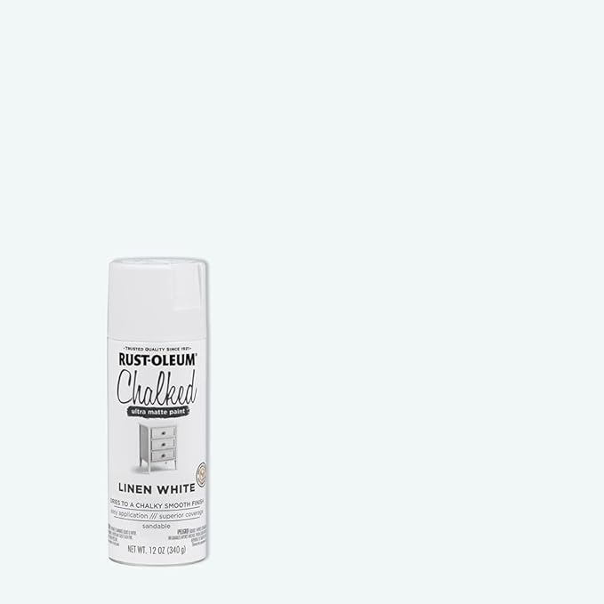 Rust-Oleum Linen White Chalked All-in-One Ultra Matte Spray Paint | One Coat Coverage | No Primer, Sanding, Or Topcoat Needed | Easy Spray Application | Made in USA | 12 OZ