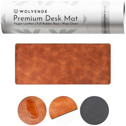 Premium Distressed Faux Vegan Leather Desk Mat | Multifunctional Desk Pad for Home Office | (Brown/Tan, 12" x 27.5")