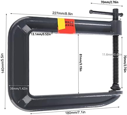 Heavy Duty G Type C Clamp for Woodworking, Carpentry Clamping Device with Forged Steel Construction, Spiral Threaded Rod for High Torque, Clamping Depth up to 7.3 in (Clamping thickness 70 * depth