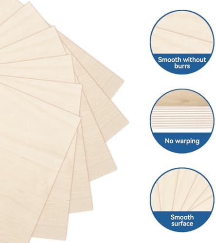 32Pack Basswood Sheets for Craft, 12×12×1/8 Inches Thick Plywood Sheet Unfinished Wood for Laser Cutting Wood Board for DIY Projects