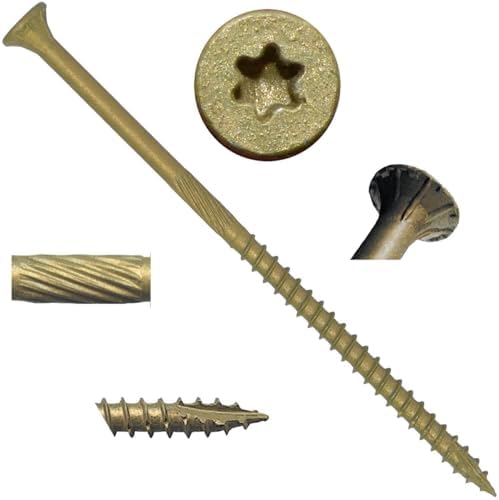 10 x 5 Bronze Coated Multipurpose Exterior Coated - ACQ Compatible Wood Screw Torx/Star Drive Flat Heads - CASE Qty 42 Boxes 1,554 Screws