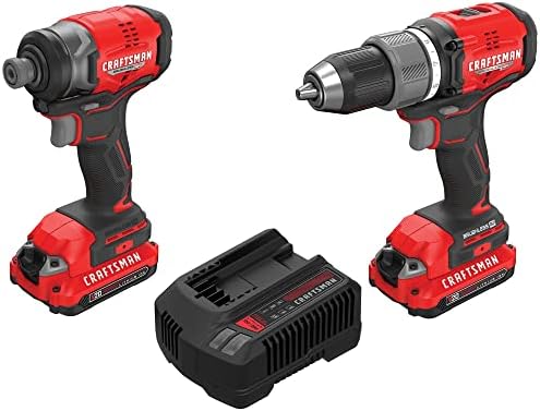 CRAFTSMAN V20 RP Cordless Drill and Impact Driver, Brushless Power Tool Combo Kit, 2 Batteries and Charger Included (CMCK211C2)