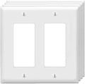 Decorator Wall Plates 2-Gang Switch Outlet Electrical Cover Plate Unbreakable Thermoplastic Faceplate for Light Receptacle Outlet Switch, White (4 Pack)