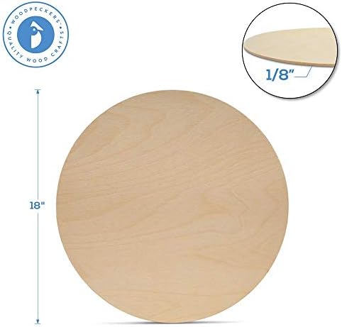 Wood Circles 18 inch, 1/8 Inch Thick, Birch Plywood Discs, Pack of 1 Unfinished Wood Circles for Crafts, Wood Rounds by Woodpeckers