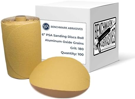 Benchmark Abrasives 6" PSA Gold Sanding Discs, 180 Grit, 100-Count