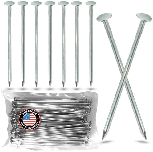 USA Made (150 Pack) Synthetic Grass Landscape, 5.5" Turf Nails/Stakes, 5 lbs Galvanized Boxed Spikes for Securing Artificial Turf & No Dig Edging Products Approximately 150 Nails