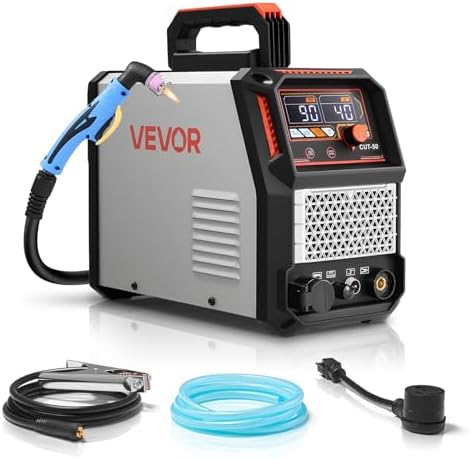VEVOR Plasma Cutter, 50A Non-Touch Pilot Arc Plasma Cutting Machine, 110V/220V Dual Voltage Digital Display IGBT Inverter - with 2T/4T Function & Adjustable PA/PT Time for Home Repairs, Workshops