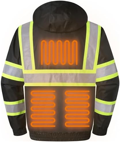 JKSafety Hi Vis Heated Jacket with 3M Reflective Tapes JK118A Black L