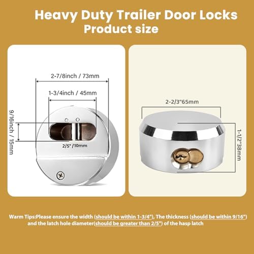 2 Pack Hidden Shackle Padlock Keyed Alike Heavy Duty Trailer Puck Silver