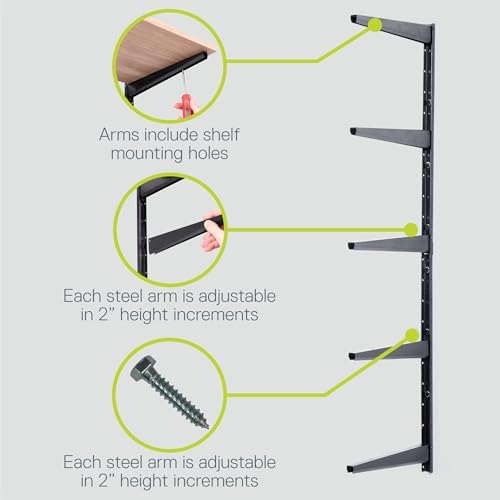 Delta Minimalistic Black Shelf Brackets Cycle, Set of 10 Fully Adjustable 12-inch Heavy Duty Shelf Brackets, Holds Up to 480 lbs, Modern Shelf Bracket for Wood Shelves