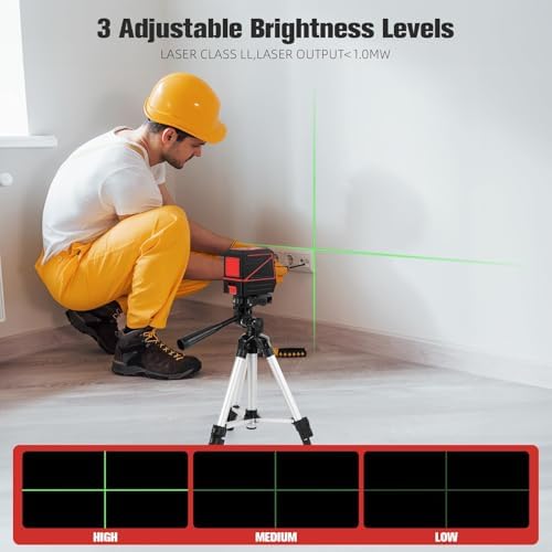 Laser Level with Tripod, 100Ft Green Cross Line Rotary Laser Tool