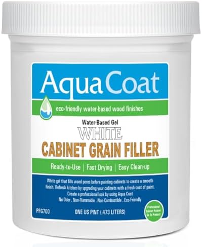 AquaCoat Water-Based White Cabinet Wood Grain Filler Gel – Fast Drying, Low Odor White Wood Filler, Sandable & Paintable for Interior & Exterior Repairs, Upgrades & Restorations – 16 oz